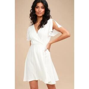 Lulus Harbor Point White Wrap Dress - Size S